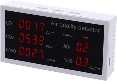 Luchtkwaliteitsmonitor - Co2 Tester - Binnenlucht Meten - 5-in-1 Detectie - 10mm - Wit