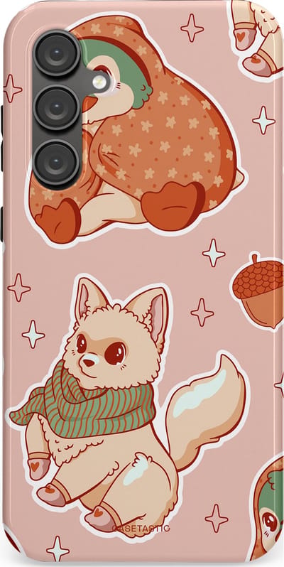 Casetastic hoesje geschikt voor Samsung Galaxy S23 FE - Dubbellaagse bescherming - Winter avontuur - Fashion Case - Perzik Zand Lichtgrijs