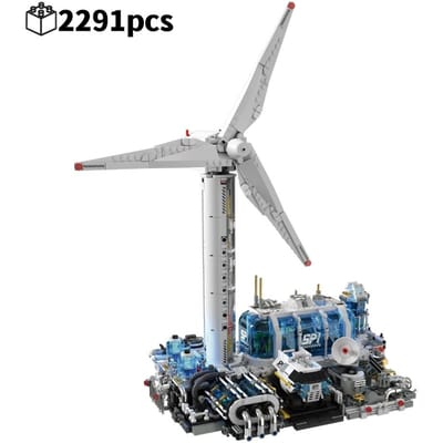 Windmolen Bouwstenen Set Met Verlicht Model Bouwpakket Voor Kinderen Verjaardagscadeaus no box gray