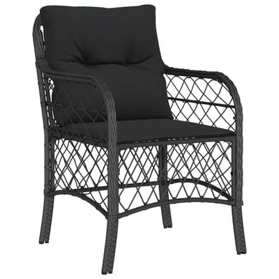 vidaXL - 7-delige - Tuinset - met - kussens - poly - rattan - zwart