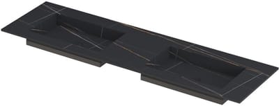 INK Post Wastafel Keramische Slab Envelop Bak Dubbel Zonder Kraangaten - 1600x450x10 mm - Lauren Black Mat