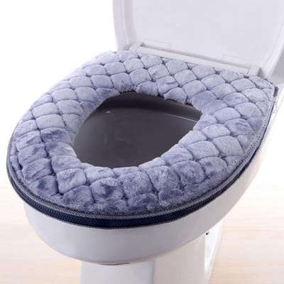 Toiletbril Cover - Zitkussen Warmer - Winter Comfort - Met Rits - 235 x 19 x 6 cm - Grijs