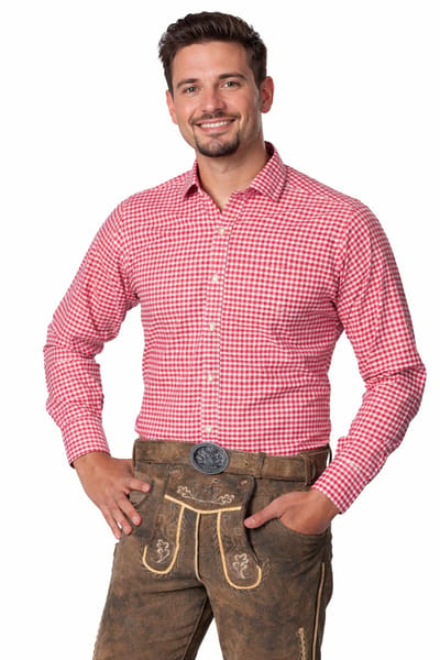 Tannhauser Leopold Oktoberfest Blouse Oktoberfest Heren Carnavalskleding Heren voor bij Lederhosen Man - Lange Mouw - Rood - 70%Katoen30%Viscose - Maat M