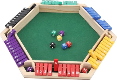 Shut The Box - 6 Spelers - Kleur - Dobbelspel - Drankspel - Rekenspel - Hout