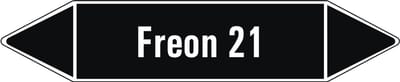 Freon 21 leidingmarkering op vel, zwart 126 x 26 mm - 5 per vel