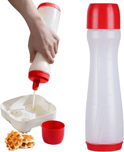 Pannenkoekdispenser - Beslag Fles - Bakken Maken - Precisie Dosering - 700ml Capaciteit - Rood