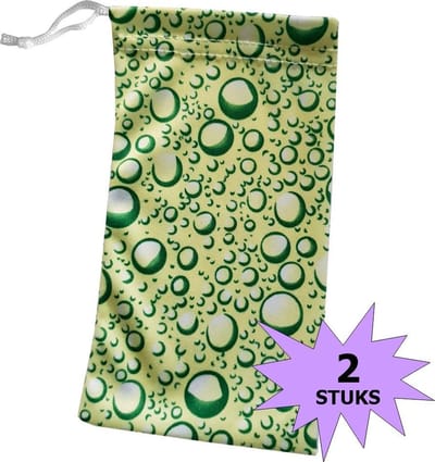 Fako Bijoux® - Microvezel Brillenhoes - Druppels - 18x9cm - Groen - 2 Stuks