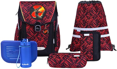 McNeill schooltas Primo Schoolbag Set 9-delig Zack donkerrood