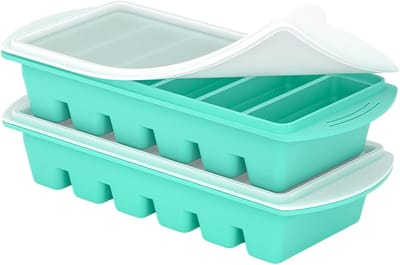 Dailygoods - Siliconen Invriesvorm met Deksel, 2 Stuks Siliconen Invriesschaal met Deksel, Silicone Freezer Tray, Vorm voor Invriezen, Grote Ijsblokvorm, Silicone Freezer Mold voor Soep, Bouillon