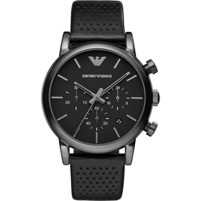 Emporio Armani Luigi AR1737 Heren Chronograaf Horloge 41 mm Zwart Leder