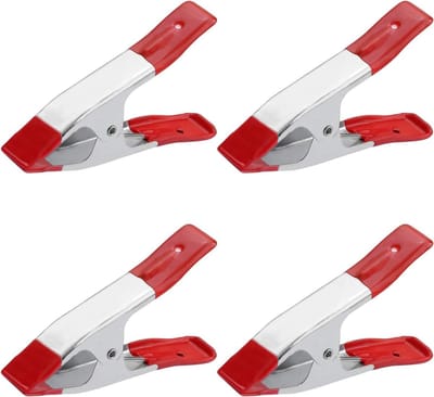 JGS Premium - 4 stuks metalen veerklemmen Heavy Duty voor camping en houtbewerking met rubberen gecoate grip