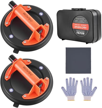 Zuignap Tegel Lifter - Glasheffer Zuignap - Zware Platen Verplaatsen - 181 kg Hefvermogen - 203 cm - Zwart
