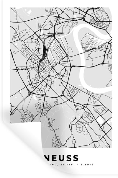 Muurstickers - Sticker Folie - Plattegrond - Neuss - Kaart - Stadskaart - Duitsland - 20x30 cm - Plakfolie - Muurstickers Kinderkamer - Zelfklevend Behang - Zelfklevend behangpapier - Stickerfolie