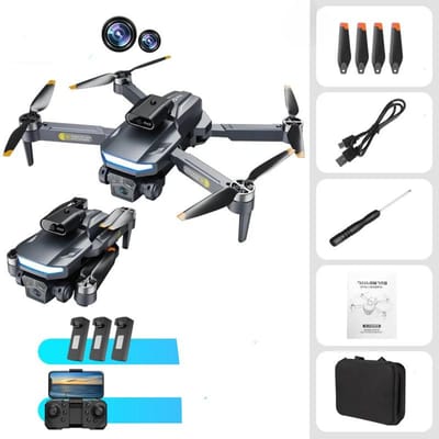 Nieuwe A15 Pro Brushless ESC Dual Camera Drone Luchtfotografie Quadcopter WIFI FPV Obstakelvermijding Opvouwbare Afstandsbediening Vliegtuig Speelgoed Cadeau 3 battery zwart