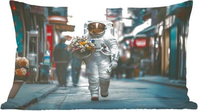 Sierkussens - Kussentjes Woonkamer - 60x40 cm - Boeket - Bloemen - Kleurrijk - Astronaut