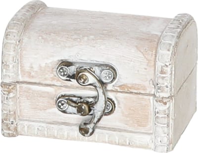 Cepewa klein Sieradenkistje met sluiting/deksel - 8 x 5 x 5 cm - old look - schatkist stijl - naturel - hout