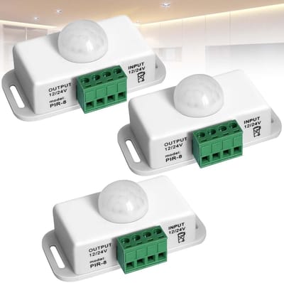 Dailygoody - Infrarood Bewegingsmelder - PIR-sensor - Automatische schakelaar - Wit - Buiten gebruik - Geschikt voor LED-verlichting - 3 stuks
