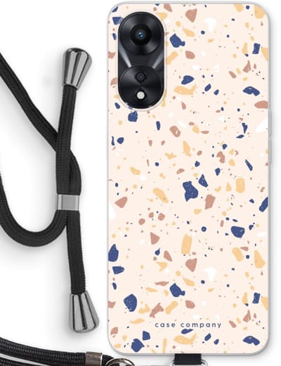 Case Company® - Hoesje met koord geschikt voor Oppo A78 5G hoesje met Koord - Terrazzo N°23 - Telefoonhoesje met Zwart Koord - Bescherming aan alle Kanten en Over de Schermrand