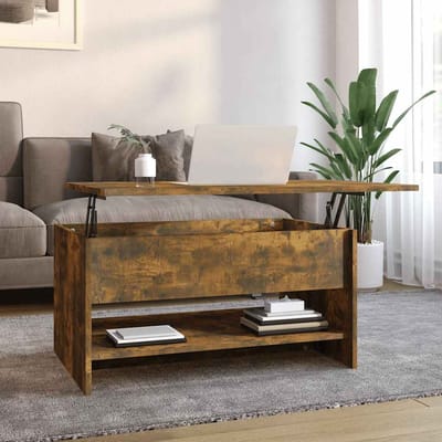 vidaXL - Salontafel - 80x50x40 - cm - bewerkt - hout - gerookt - eikenkleurig