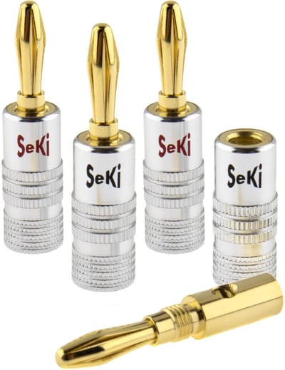 Set van 4 banaan connectoren 4 mm. rood en zwart