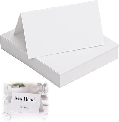 50 stuks naamkaartjes voor bruiloft en feest, blanco plaatskaarten 10 x 9 cm met elegant bloemenontwerp voor tafelschikking, verjaardag, jubileum en zakelijke evenementen