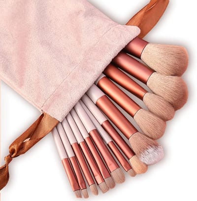 Complete Set van 13 Professionele Make-up Kwasten met Opbergtas voor Poeder, Concealer en Oogschaduw