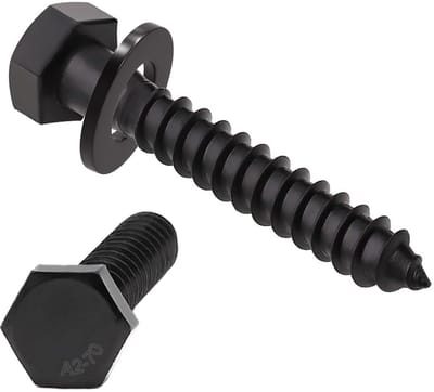 M10 x 40 zeskant houtschroeven met sluitringen, houtschroeven roestvrij staal A2V2 - DIN571, 10 stuks zeskantschroeven