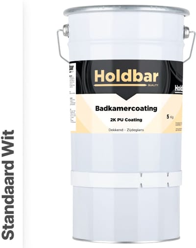 Holdbar Badkamercoating Standaard Wit 5 kg - Badkamerverf - Tegelverf - Alle kleuren - Waterdichte Badkamer verf - Ook Toepasbaar in douchecel - Gemakkelijk te reinigen - 2 Componenten