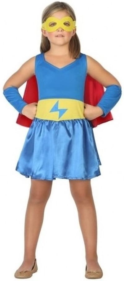 Supergirl verkleed set / kostuum / jurkje voor meisjes - carnavalskleding - voordelig geprijsd 116 (5-6 jaar)
