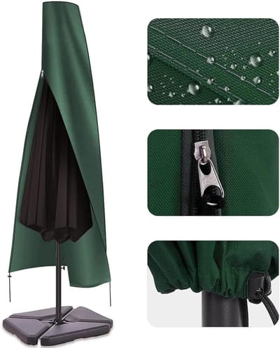 Famanu Tuinparasolhoes outdoor parasolhoezen voor 2,5 tot 4 m diameter parasols 190 x 25 x 50 cm waterdichte 600D Oxford PVC-coating met robuuste ritssluiting en verstelbaar trekkoord aan de