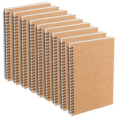 MTTProducts - A5 Sketchbook - Tekenblok - Spiral Binding - Bruin - Notitieboek - Perfect voor Schetsen en Notities - 10 Stuks