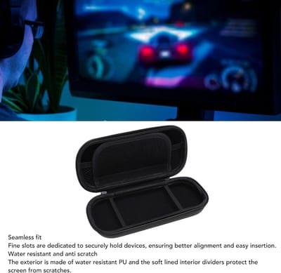 Console Case, Anti Kras Waterbestendig Hard PU EVA Tweeweg Rits Hard Case met Zakken, voor 3000 Game Console voor Game Cartridges En Accessoires (BLACK)