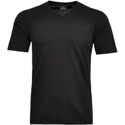 Ragman T-Shirt Softknit Uni Easy Care V-Neck Zwart / male