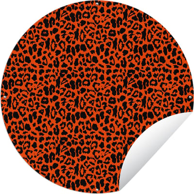 Tuincirkel Dierenprint - Rood - Panter - 60x60 cm - Ronde Tuinposter - Buiten