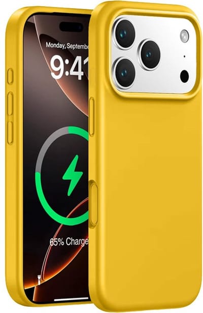 Mobiq - Siliconen Magsafe Hoesje geschikt voor iPhone 17 Pro Max - geel