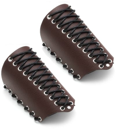 Dailygoody - Arm Handschoenen - Steampunk Kostuum - Bruin - PU Lederen Manchetten - Verstelbaar - Geschikt voor Mannen - 2Pcs