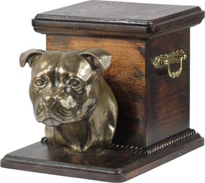 Elegante urn voor Staffordshire Bull Terrier met hondenbuste