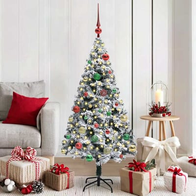 vidaXL - Kunstkerstboom - met - 150 - LED - Wit - 150 - cm - PVC - en - Staal - en - Kunststof