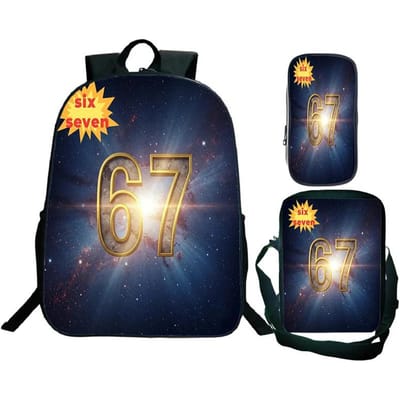Nummer 67 Zes Zeven Print Rugzakken 3 Delige Set Jongen en Meisje 3D Cartoon Schooltas Kind 67 Patroon Leuke Spel Rugzak Mochilas Number 67 Six SBags