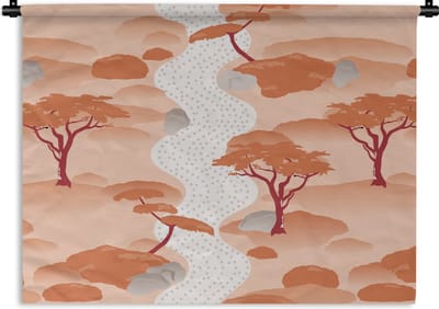 Wandkleed - Wanddoek - Tuin - Japan - Patroon - Azië - 60x45 cm - Wandtapijt