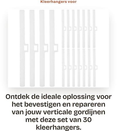 Dailygoods- Kleerhangers 30 Stuks - Gordijnhaken - Reservehouder - Reparatiehaken - Verticale Gordijnen - Eenvoudig te Installeren