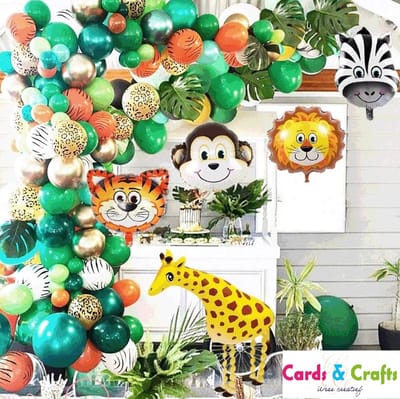 Cards & Crafts Ballonnenboog - Ballonnen set - Jungle thema - 132 delig met dierenvormen