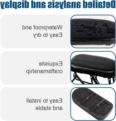 Comfortabele Fietszadel voor Achterzitplaats van PU Leer - Hoge Elasticiteit, Zacht en Waterproof Fietszadel Kussen voor Fietsritten
