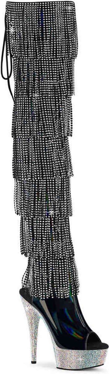 Pleaser - BEJEWELED-3017HG-RSF Plateau Overknee Laarzen - US 6 - 36 Shoes - Zwart