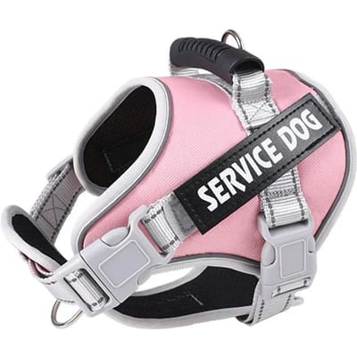 Harnas voor Hulphond met Gepersonaliseerd ID-label Verstelbaar Hondenharnas Hondentrui Riem voor Grote Honden Buitenhonden Trainingsaccessoires About 4-7kg dogs roze