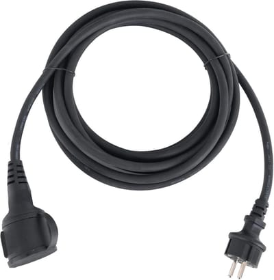Verlengsnoer 2,5m - IP44 Buiten - Rubber - Kinderslot - Zwart