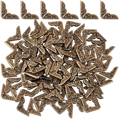 Dailygoods - Set van 96 Metalen Boek Hoekbeschermers Vintage Brons