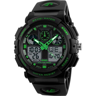 SKMEI 1270 Quartz numérique électronique hommes montre mode double temps bracelet vert