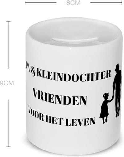 Akyol - opa en kleindochter vrienden voor het leven Spaarpot - Vriend - opa/kleindochter - opa cadeautjes - cadeau - kado - geschenk - kleindochter verjaardag - kleindochter artikelen - 350 ML inhoud