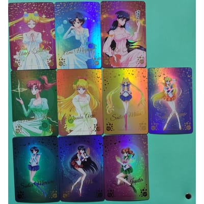 Doe-het-zelf 10 stuks/set Sailor Moon Crystal Seizoen Verguld Zelfbeheersing Verzamelen Handtekening Ruil Flash Card Anime Cartoon Kerstmis Mooi Cadeau brown